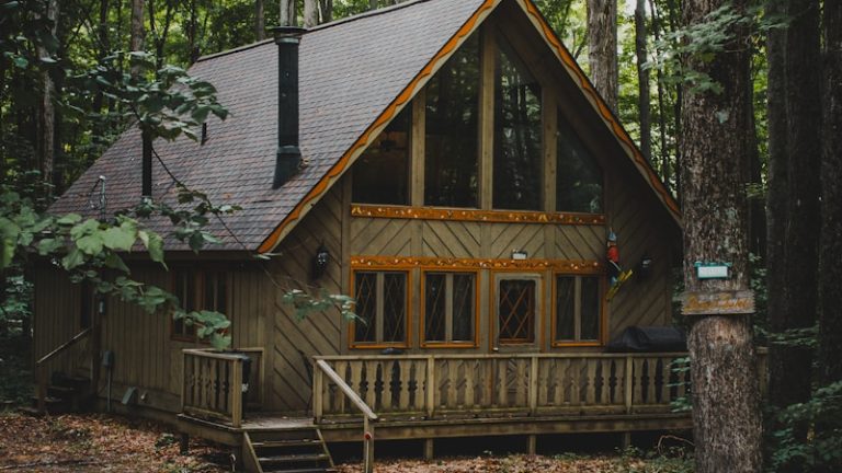 brown wooden house in forest during daytime